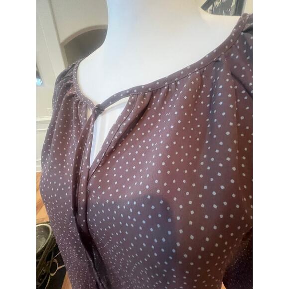 Loft Tie Neck Polka Dot 3/4 Sleeve Blouse - Small - Picture 5 of 7